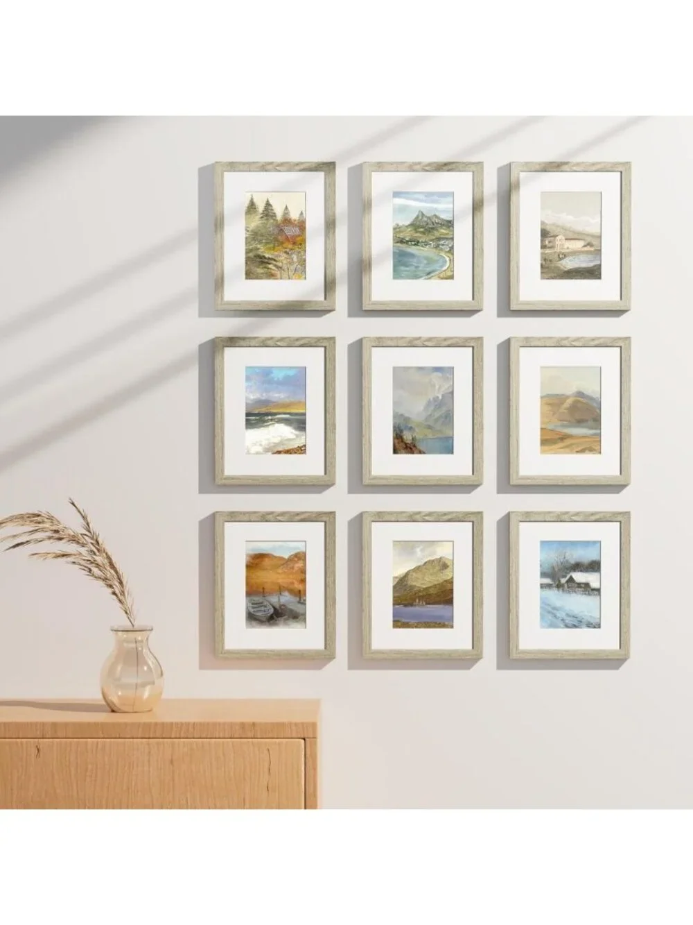 Set of 9 Rustic Driftwood 8x10 Picture Frames for Wall Mount & Tabletop Decor